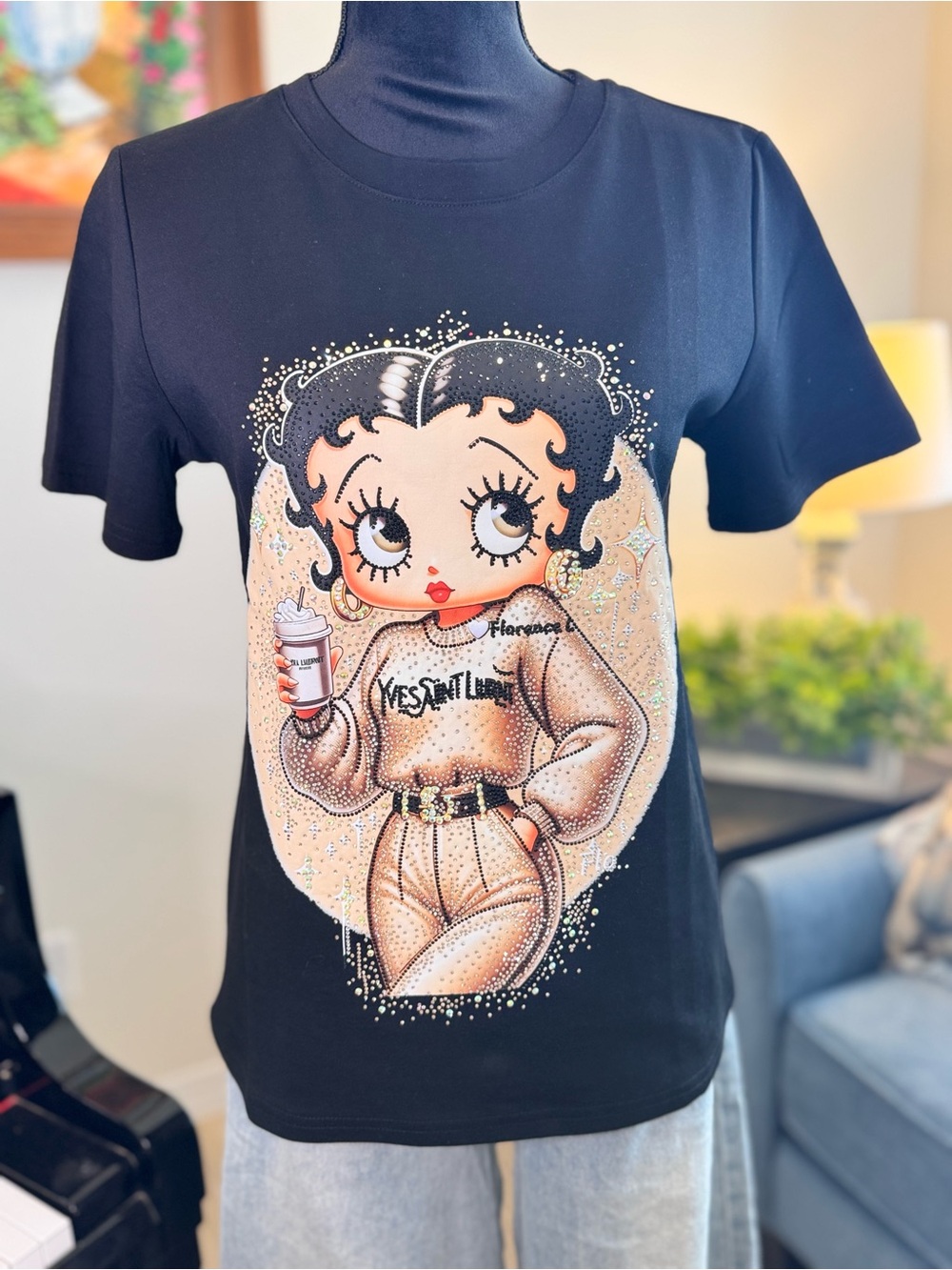 Yves Saint Lumiere Betty Boop Graphic Tee - Black